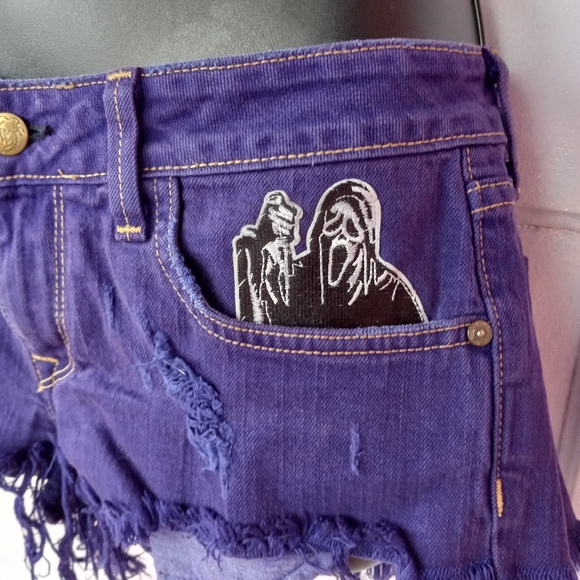 Custom RAGE Scream Ghostface wildfox super dope purple daisy Duke cutoffs! - Picture 8 of 14